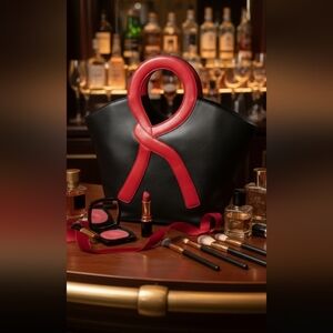 Roberta Di Camerino Black Red Leather R Logo Handbag